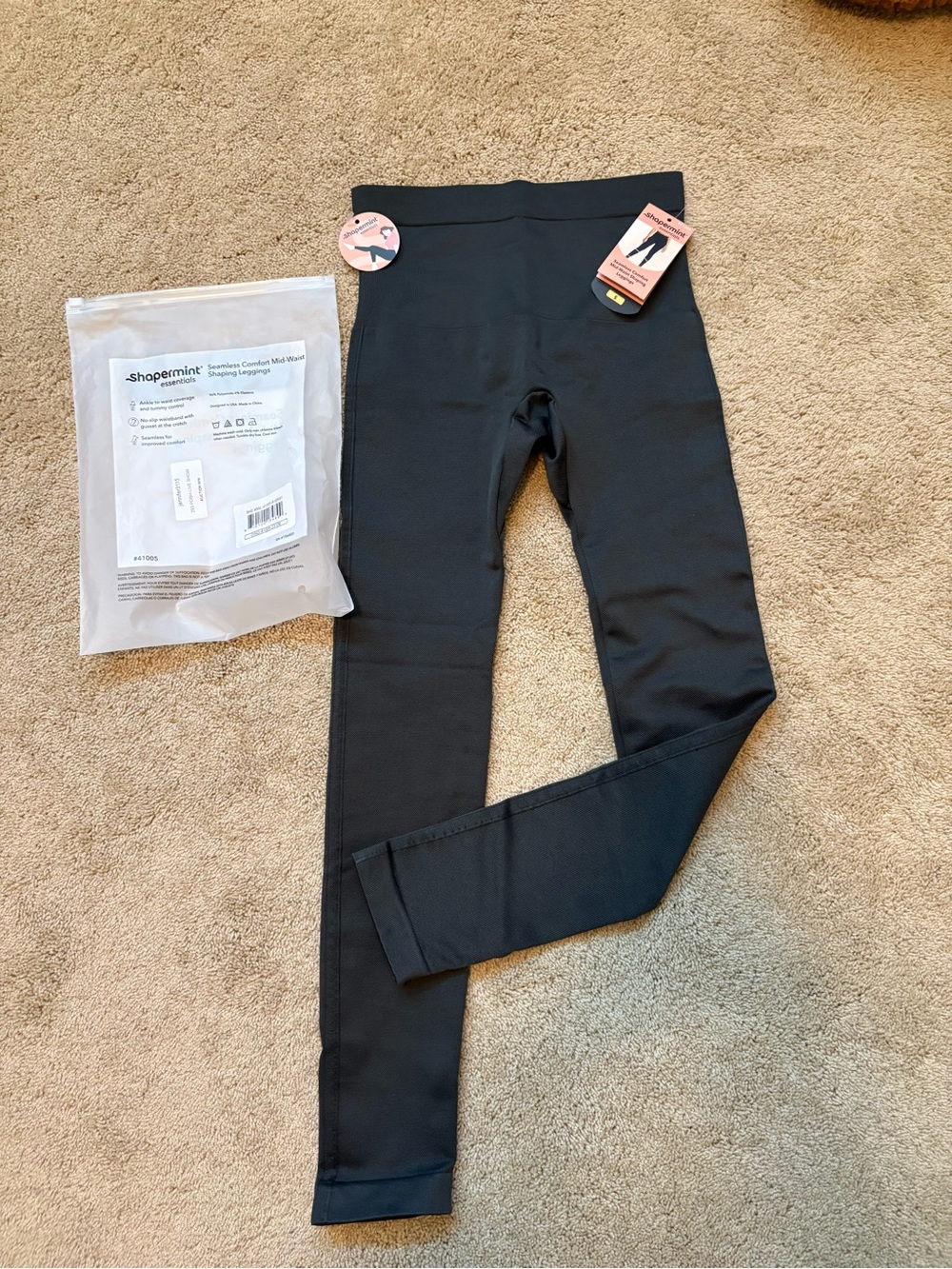 Shapermint Dark Gray Leggings Smooth Stretch Active Bottoms Sz S
